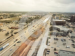 Construction of elevated highway in progress in Houston, Texas,