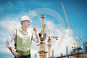 Construction Engineer/ Architect Builder Inspection Civil Work at Construction Site, Engineering Inspector in Safety Equipment