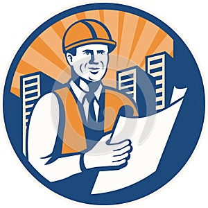 Construction Engineer Architect Foreman Retro