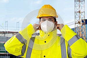 Construction Engineer Wearing FFP2 Face Mask photo