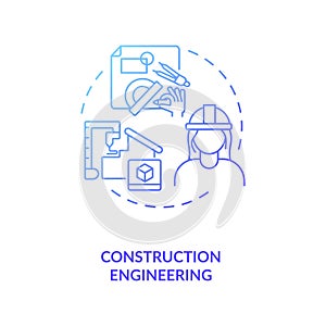 Construction engineering blue gradient concept icon