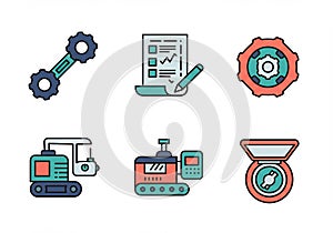 Construction and Engineering Icons Flat Design Illustration