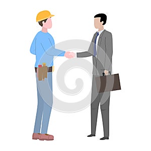 Construction Engineering Industrial Workers Project Manager.Flat design vector characters.Illustration