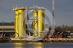 Construction of Enormous Offshore Wind Turbine Bases on Tyneside