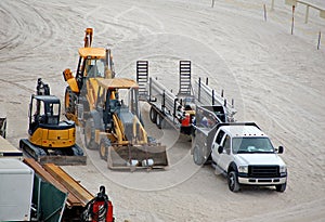 Construction equipment on the beach