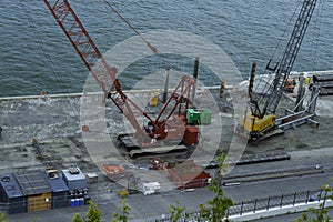 Construction Equipment Close To The St Lawrence River