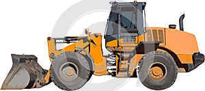 Construction equipment excavator digger yellow machine vector illustration