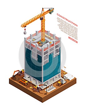Construction Equipment Isometric Composition