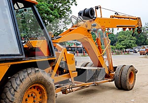 Construction Equipment Loading Crane Yellow