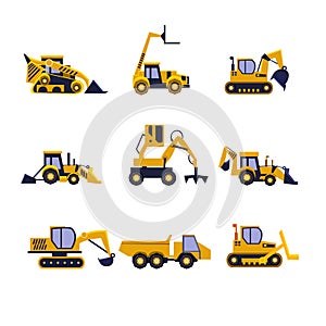 Construction Equipment Road Roller, Excavator