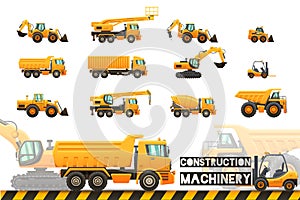 Construction equipment set. Vector eps10 isolated illustrations.