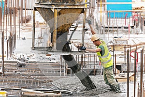 Construction equipment at a construction site in the city of Kiev.