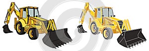 Construction equipment tractor. Industrial machinery and equipment. Isolated vector on white