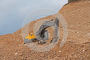 Construction equipment working on road widening