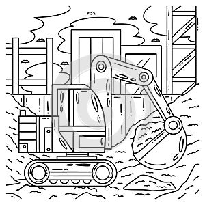 Construction Excavator Coloring Page for Kids