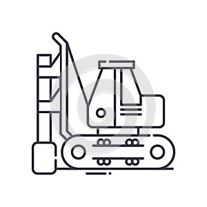 Construction excavator icon, linear isolated illustration, thin line vector, web design sign, outline concept symbol