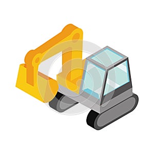 Construction excavator machine isometric icon