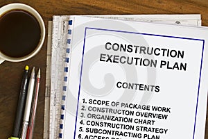 Construction execution plan concept with contents