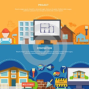 Construction Flat Horizontal Banners