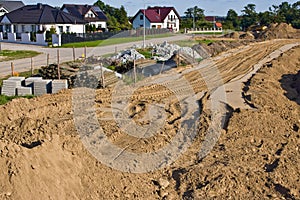 Construction of a floodbank or levee along a river