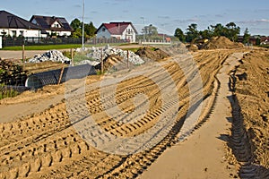 Construction of a floodbank or levee along a river