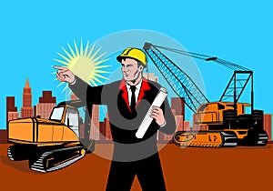 Construction foreman pointing