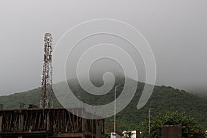 Construction between the forest and mauntain.