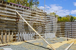 Construction formwork for concrete columns, beams, walls easier with foundation of the house