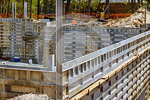 Construction formwork for concrete columns, beams, walls easier with foundation of the house