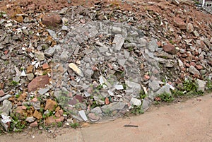 Construction garbage site, texture of debris after demolition