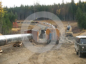 Construction of gas pipeline on the ground