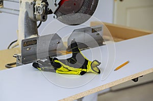 Construction Gear workers power saw and safety tools