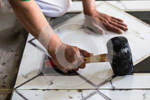 Construction granito tiler builder photo