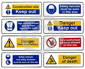 Construction Health Safety Danger Warning Signs