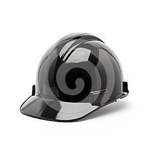 Construction helmet, black plastic protective hat