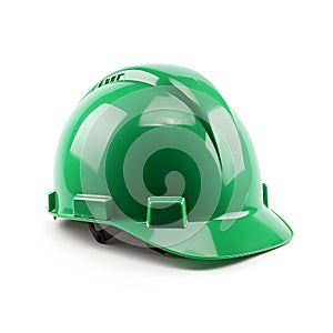 Construction helmet, green plastic protective hat