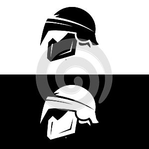 construction helmet isolated on white and black .