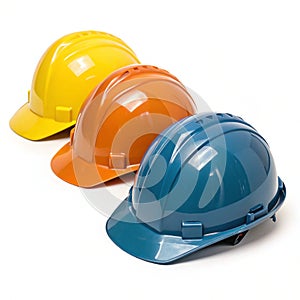Construction helmets in different colors isolated