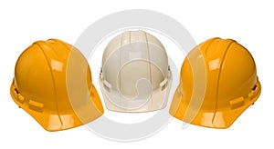 Construction Helmets On White