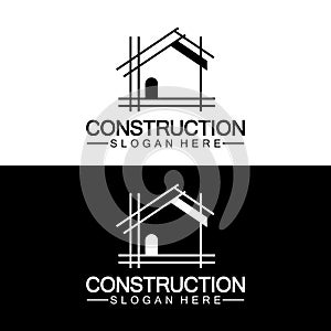 Construction, home repair, and Building Concept Logo Design, Home building Construction vector logo template