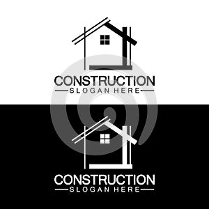 Construction, home repair, and Building Concept Logo Design, Home building Construction vector logo template