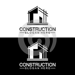 Construction, home repair, and Building Concept Logo Design, Home building Construction vector logo template