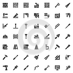 Construction and home repair tool vector icons set