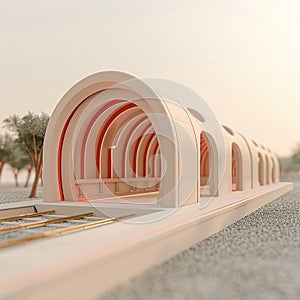 Construction of a hyperloop station as part of an advanced transit system photo