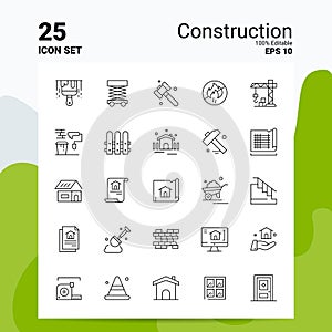 25 Construction Icon Set. 100% Editable EPS 10 Files. Business Logo Concept Ideas Line icon design