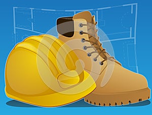 Construction icons with Boots and Hardhat