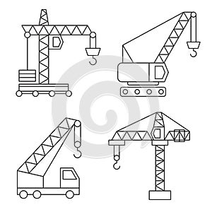 Construction icons. Cranes. Thin Line vector