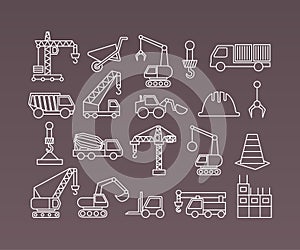 Construction icons. Cranes. Thin Line vector