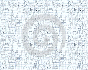 Construction icons - drill, perforator and other tools. Set of 100 objects.