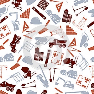 Construction icons seamless color pattern